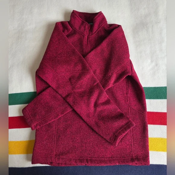 Devon & Jones Raspberry Red Quarter-Zip Fleece Pullover Sweater S Small - Picture 2 of 11